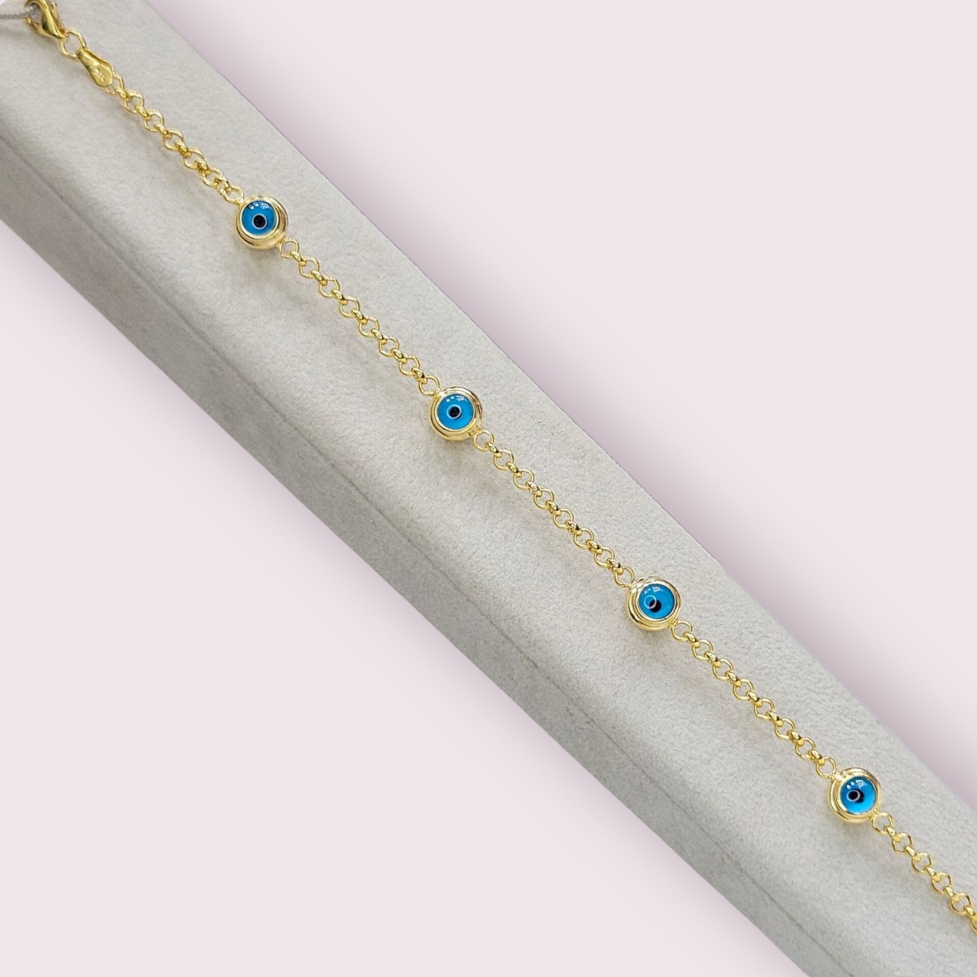 Nazar Boncuklu Gold Kaplama Gümüş Bileklik
