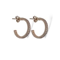 Taşlı Rose Kaplama Kadın Gümüş Halka Küpe