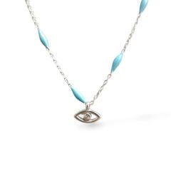 Göz Kolye uçlu Mavi Boncuklu Gümüş Kolye