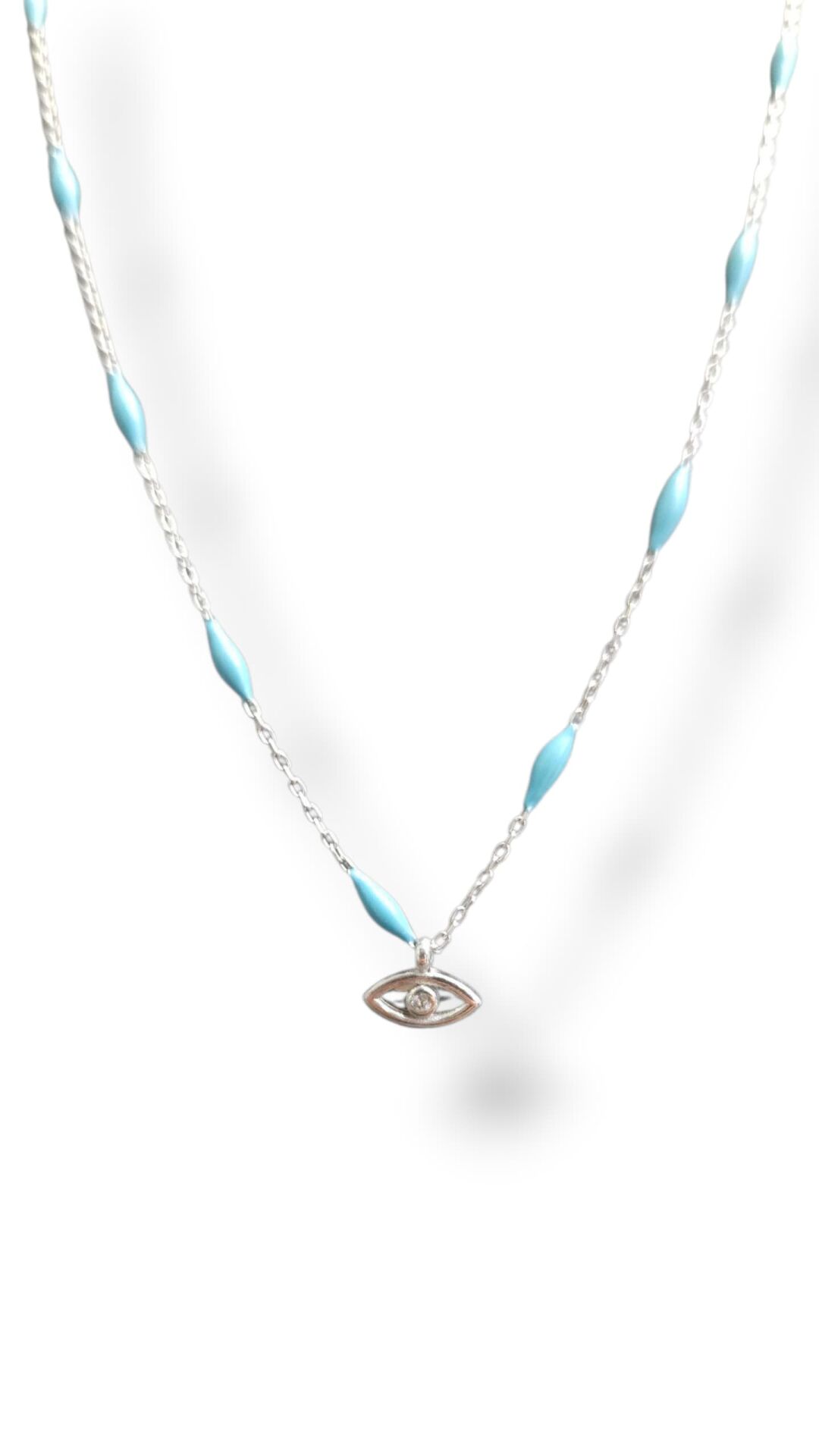 Göz Kolye uçlu Mavi Boncuklu Gümüş Kolye