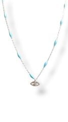 Göz Kolye uçlu Mavi Boncuklu Gümüş Kolye