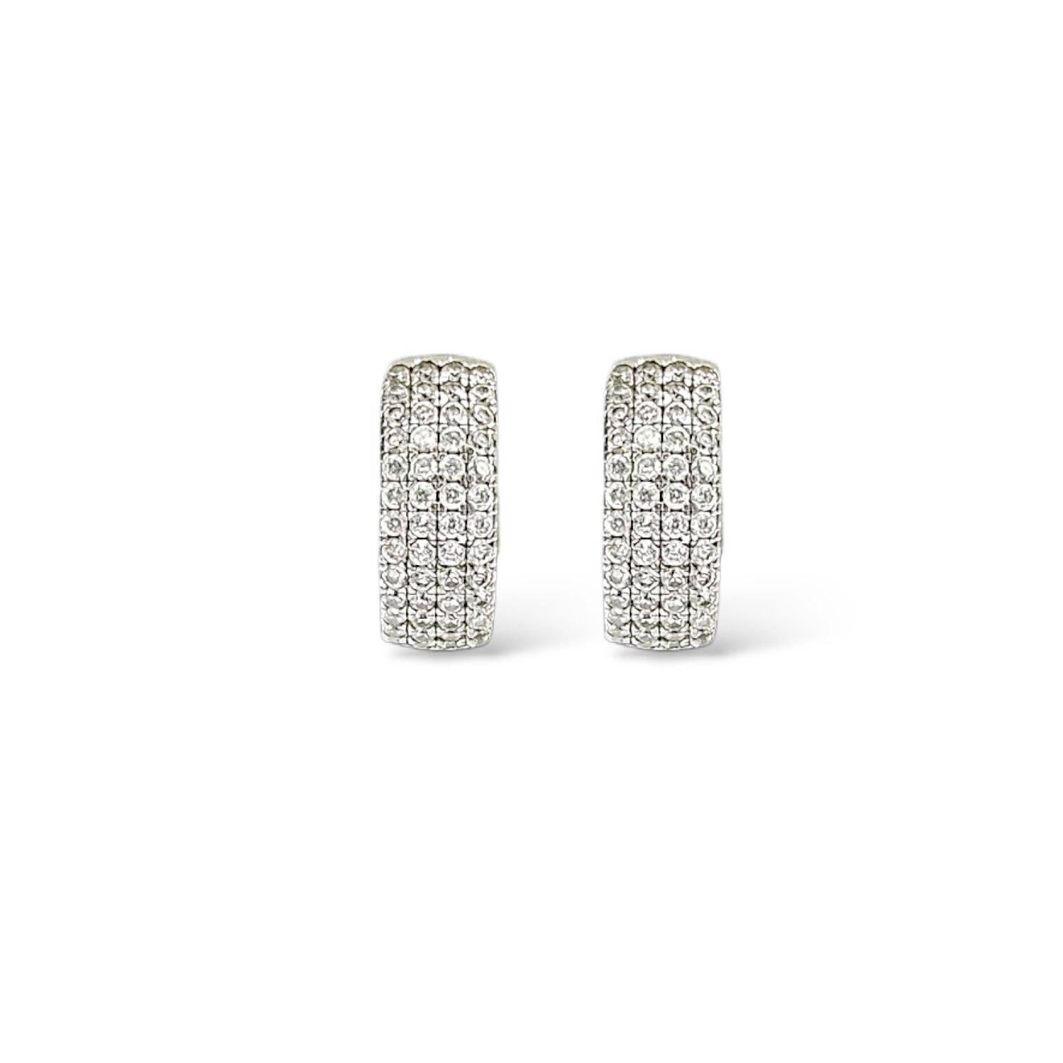 Kristal Taşlı Kadın Gümüş Halka Küpe