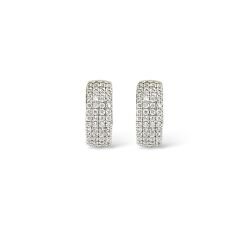 Kristal Taşlı Kadın Gümüş Halka Küpe