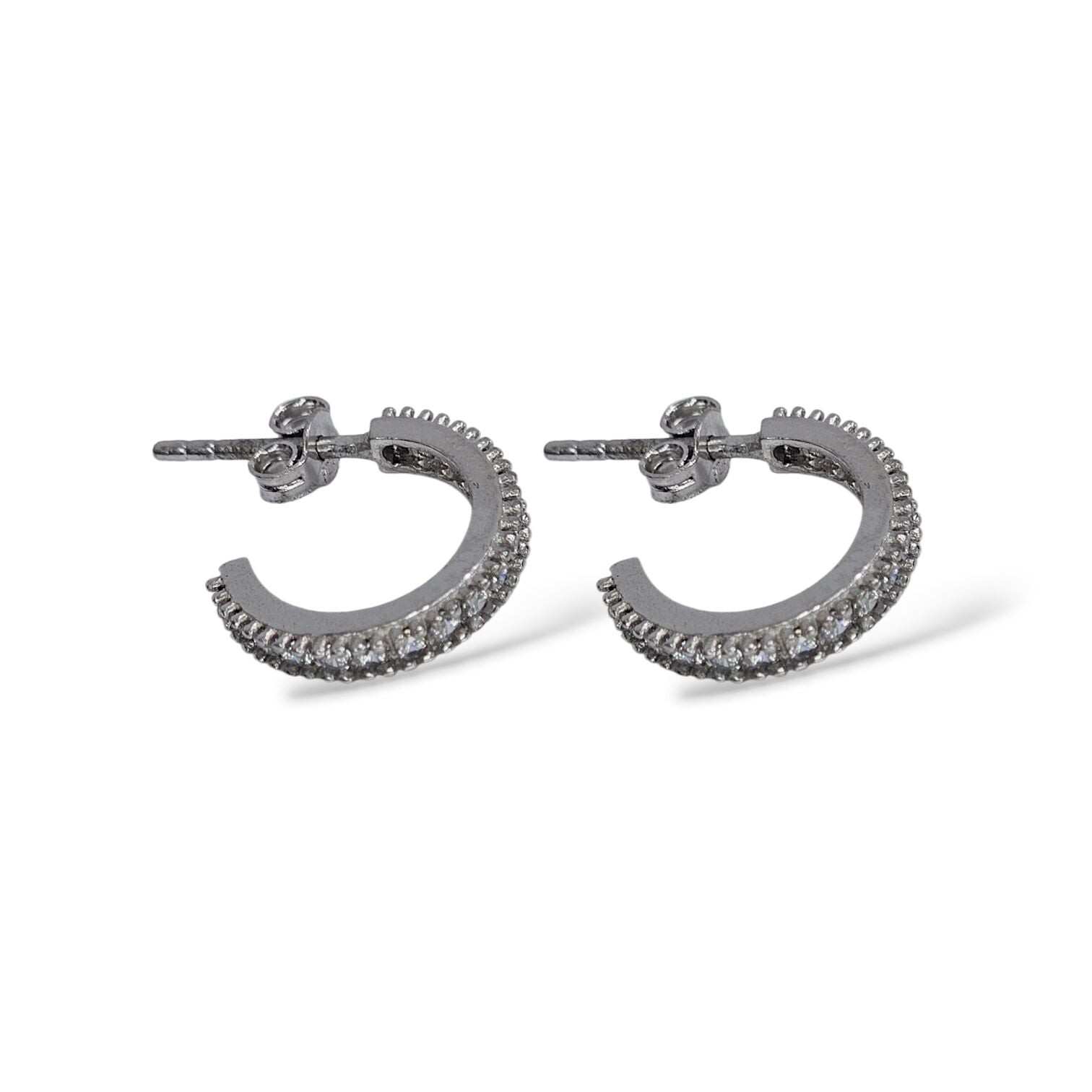 Taşlı Kadın Gümüş Halka Küpe