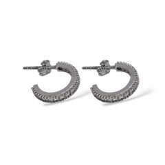 Taşlı Kadın Gümüş Halka Küpe