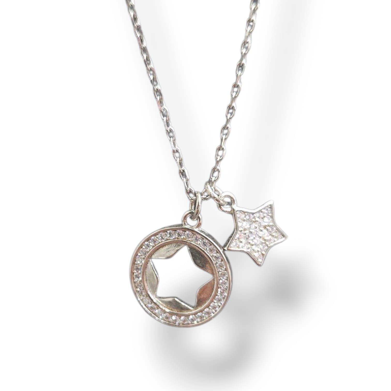 2'li Yıldız Şekil Gümüş Kolye