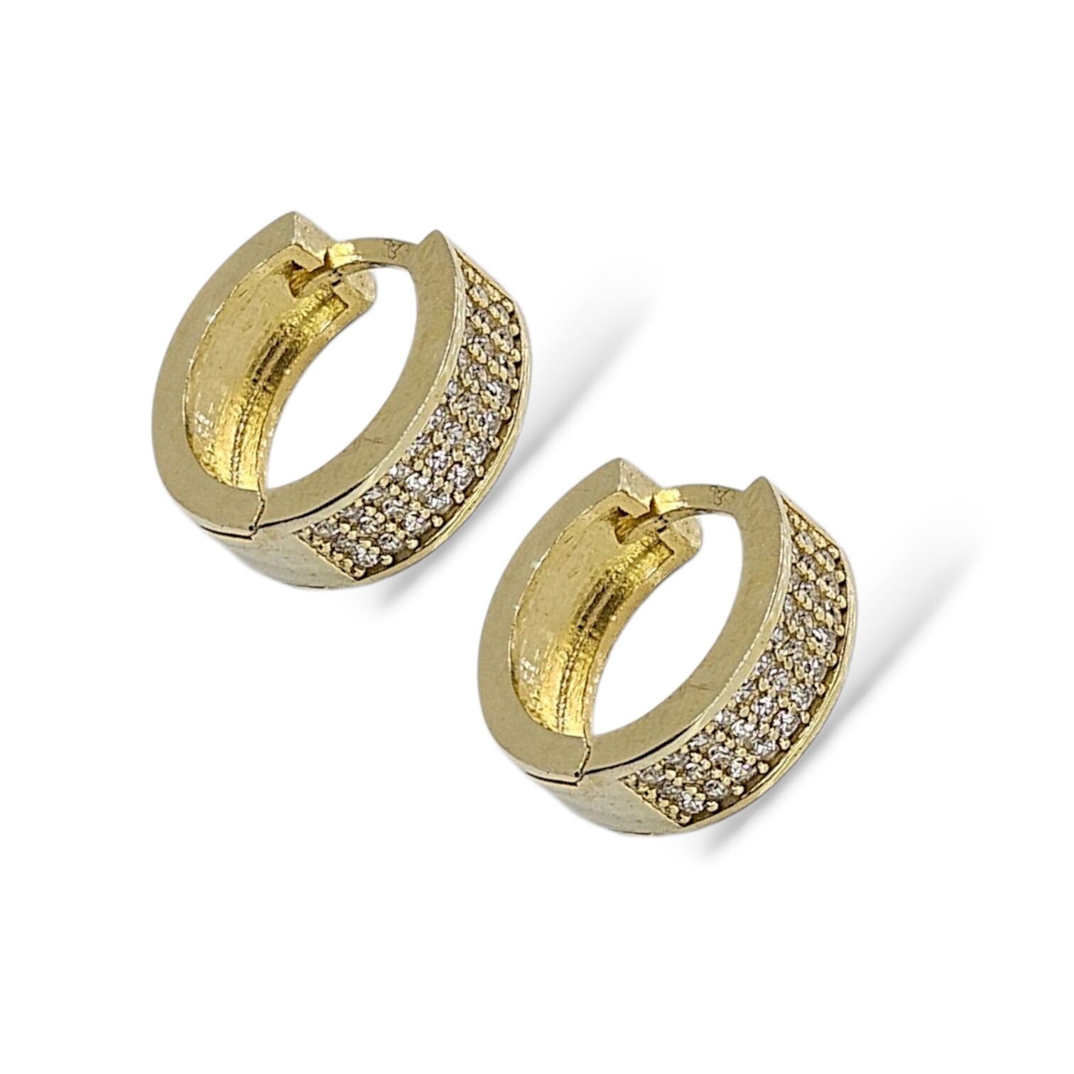 14K Altın Kaplama Zirkon Taşlı Kadın Gümüş Halka Küpe