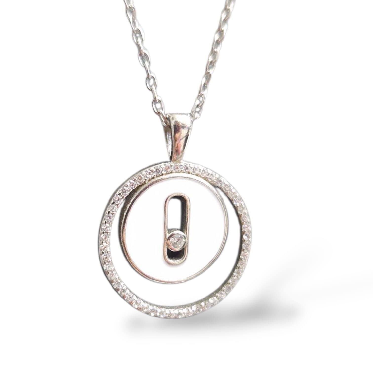 Mess Sedef Taşlı Gümüş Kolye