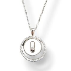 Mess Sedef Taşlı Gümüş Kolye