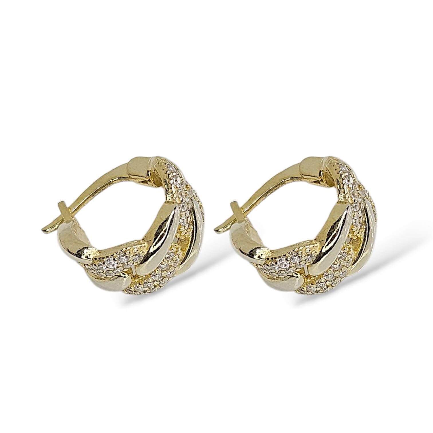 14 K Altın Kaplama Zirkon Taşlı Kadın Gümüş Halka Küpe