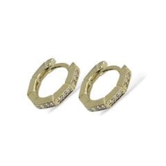 14K Altın Kaplama Taşlı Kadın Gümüş Halka Küpe