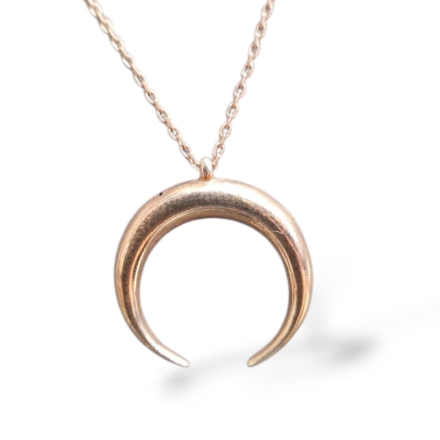 Rose Renk Hilal Model Gümüş Kolye