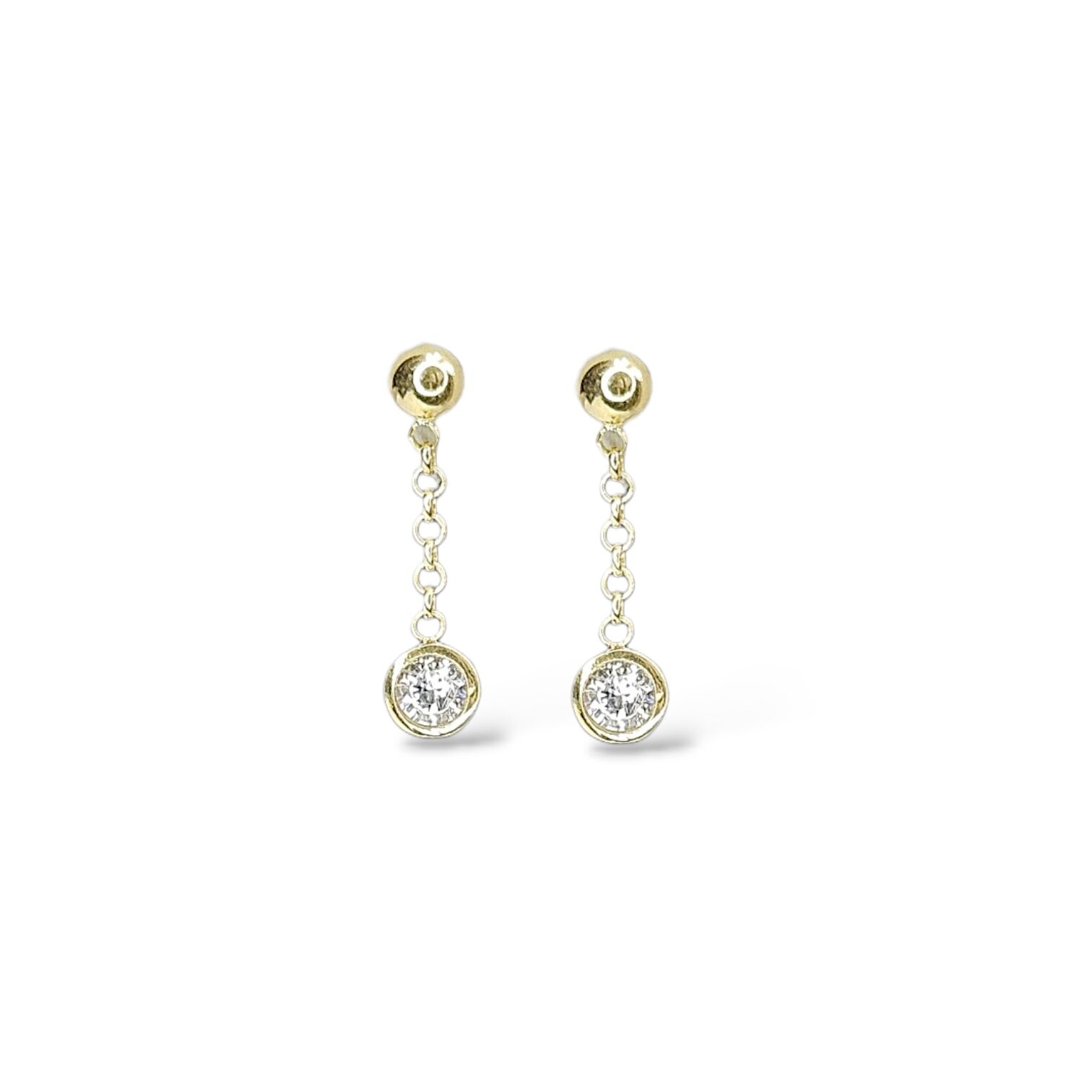 14K Altın Kaplama Sallantılı Tek Taş Kadın Gümüş Küpe