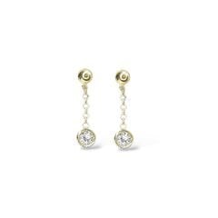 14K Altın Kaplama Sallantılı Tek Taş Kadın Gümüş Küpe