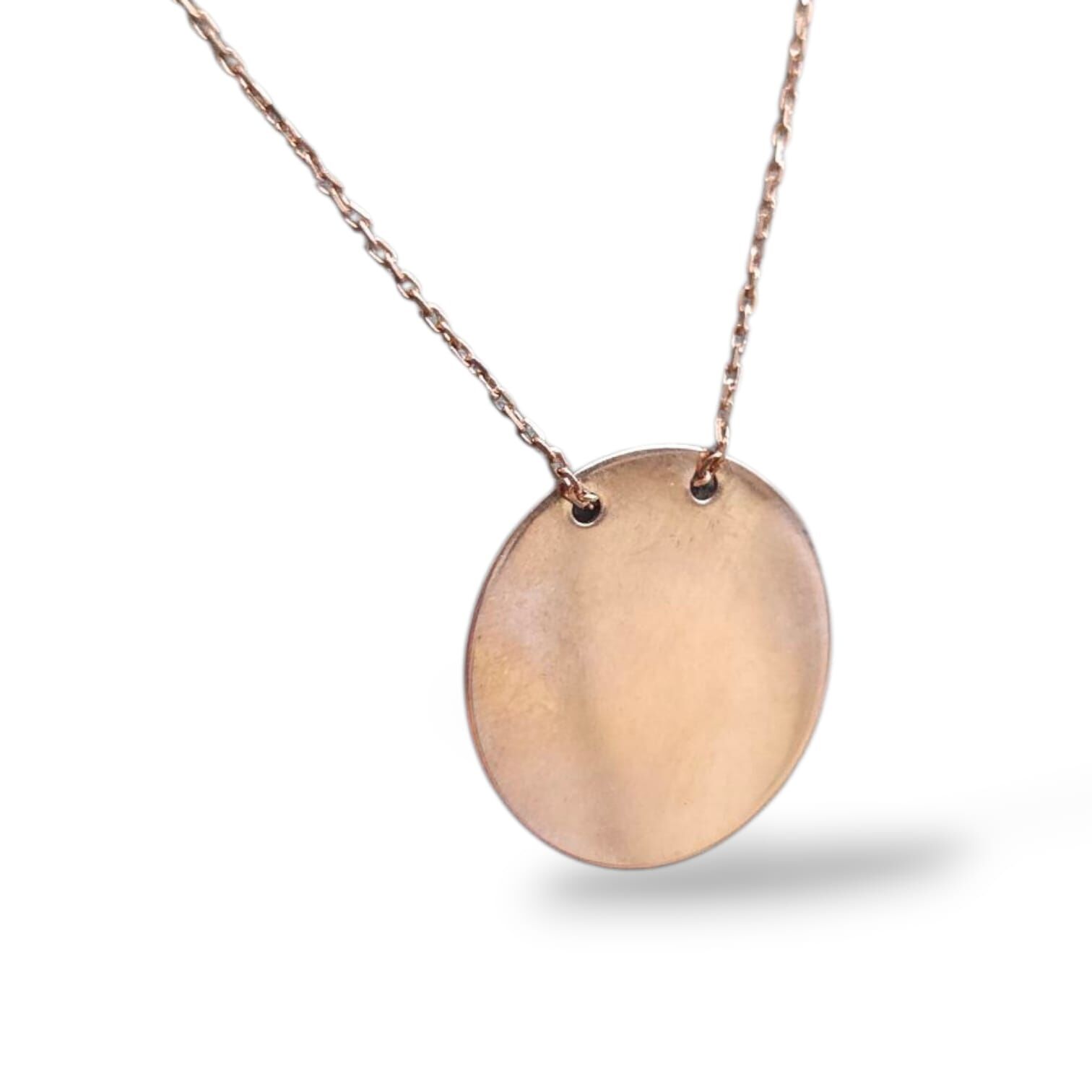 Rose Renk Plaka Model Gümüş Kolye