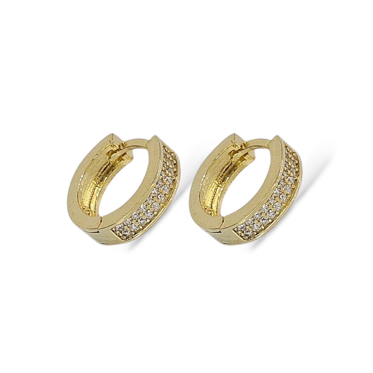 14K Altın Kaplama Taşlı Kadın Şık Gümüş Halka Küpe