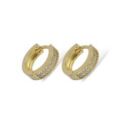 14K Altın Kaplama Taşlı Kadın Şık Gümüş Halka Küpe