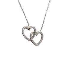 İkili Kalp-Taşlı Gümüş Kolye