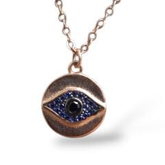 Mini Göz Kolye Rose Kaplama Gümüş Kolye