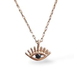 Siyah Taşlı Göz Model Gümüş Kolye