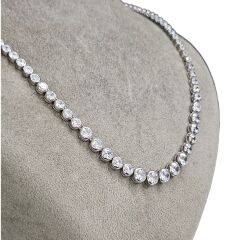 Süzme Sıvama Model Gümüş Su Yolu Kolye - 55 cm