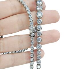 Süzme Sıvama Model Gümüş Su Yolu Kolye - 55 cm