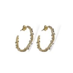 14K Altın Kaplama Zirkon Taşlı Helenistik Kadın Gümüş Halka Küpe