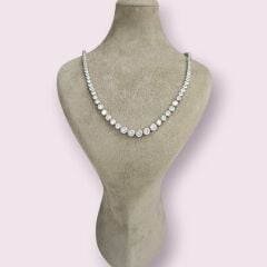 Süzme Sıvama Model Gümüş Su Yolu Kolye - 55 cm