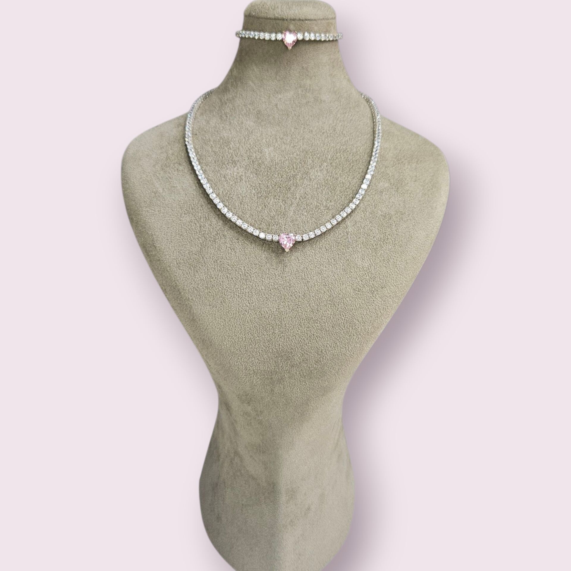 2.5 mm Kalp detaylı İthal Dönme Yapmayan Gümüş Su Yolu Kolye - Bileklik Takımı