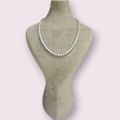 Süzme Model İthal Dönme Yapmayan Gümüş Su Yolu Kolye - 45 cm