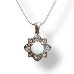 Opal Taşlı Gümüş Kolye