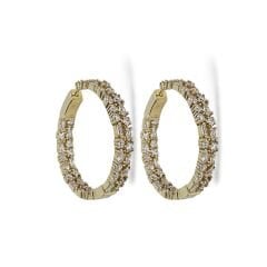 14K Altın Kaplama Zirkon Çift Sıra Taşlı Kadın Gümüş Halka Küpe