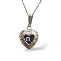 Kalpli Nazar Boncuğu Gümüş Kolye