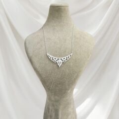 Zirkon Taşlı Kadın Şık Abiye Gümüş Kolye