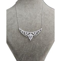 Zirkon Taşlı Kadın Şık Abiye Gümüş Kolye