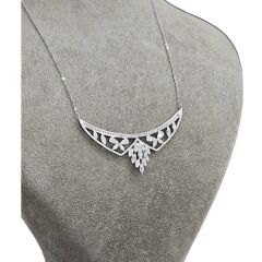 Zirkon Taşlı Kadın Şık Abiye Gümüş Kolye