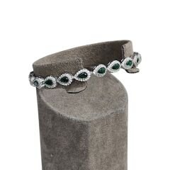 Zümrüt Yeşili Kadın Şık Abiye Gümüş Set