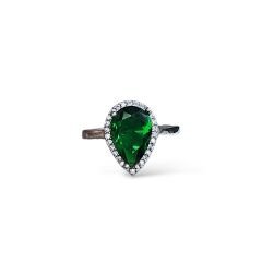 Zümrüt Yeşili Kadın Şık Abiye Gümüş Set