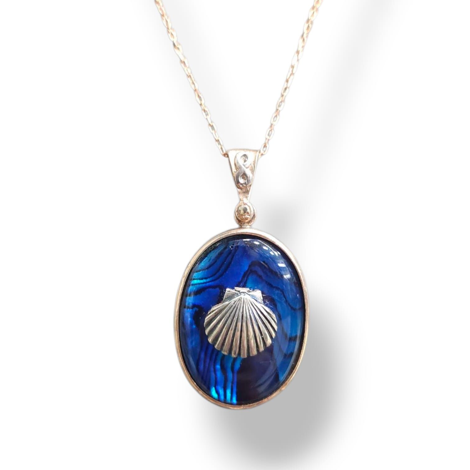 Deniz Kabuğu Okyanus Sedefi Rose Kaplama Gümüş Kolye