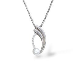 Zirkon Taşlı İnci Kolye