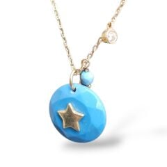 Yıldız Detaylı Mavi Kolye