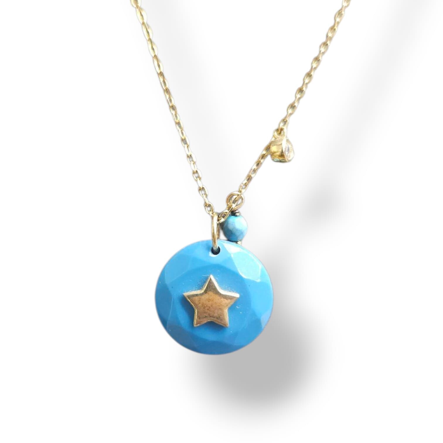 Yıldız Detaylı Mavi Kolye