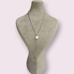 Çiçek Form Gümüş İnci Kolye