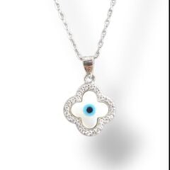 Sedef Taşlı Mineli Yonca Kolye