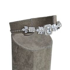 Baget Kesim Zirkon Taşlı Kadın Şık Gümüş Set