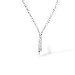 Sıvama Model V Yaka Kadın Şık Gümüş Su Yolu Kolye