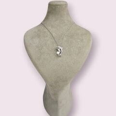 Yunus Form Taşlı Gümüş İnci Kolye