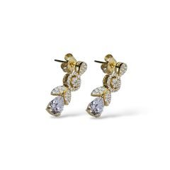 14K Altın Kaplama Zirkon Taş Kadın Şık Gümüş Set