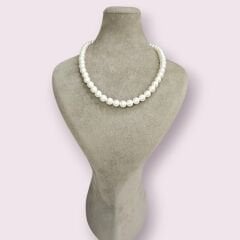 Gümüş Taşlı Kilit İnci Kolye