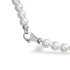 Gümüş Taşlı Kilit İnci Kolye